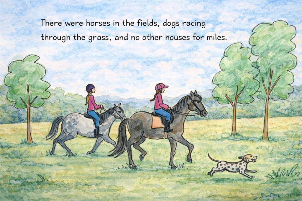 An initial sketch of riding horses in France.